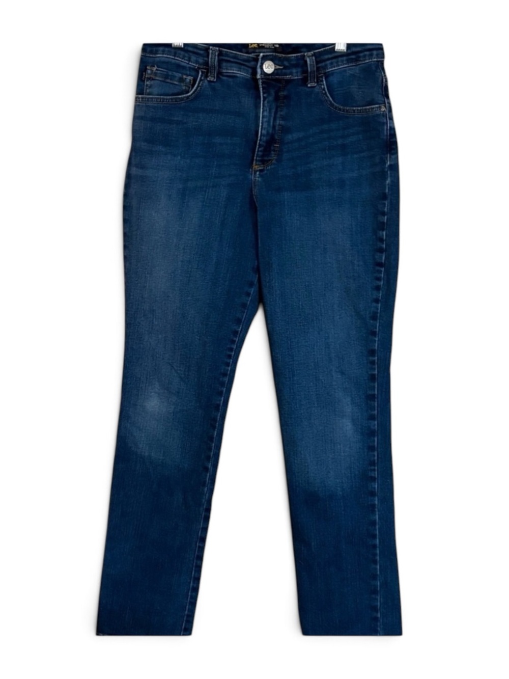 Lee Dark Blue Straight Leg Relaxed Fit High Rise Jeans